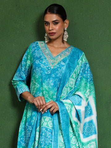 Varanga Women Floral Printed V Neck Kurta with Trouser & Dupatta