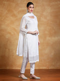 Varanga Women Ethnic Motifs Embroidered Regular Thread Work Kurta with Trousers & with Dupatta