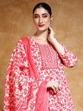 Varanga Women Floral Yoke Design Regular Thread Work Kurta with Trousers & with Dupatta