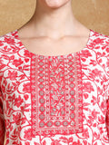 Varanga Women Floral Yoke Design Regular Thread Work Kurta with Trousers & with Dupatta
