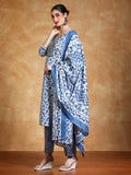 Varanga Women Floral Yoke Design Regular Thread Work Kurta with Trousers & with Dupatta