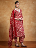 Varanga Women Floral Printed Regular Kurta with Trousers & with Dupatta
