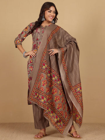 Varanga Women Ethnic Floral Printed Kurta withTrouser & Dupatta