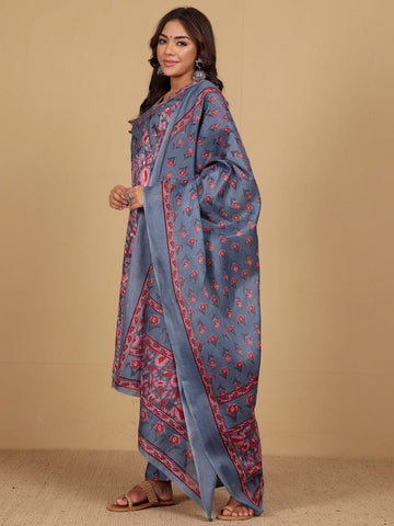 Varanga Women Ethnic Floral Printed Kurta withTrouser & Dupatta