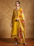 Varanga Women Floral Motif Thread Embroidered Yoke Kurta with Trouser & Dupatta