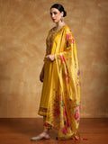 Varanga Women Floral Motif Thread Embroidered Yoke Kurta with Trouser & Dupatta
