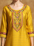 Varanga Women Floral Motif Thread Embroidered Yoke Kurta with Trouser & Dupatta