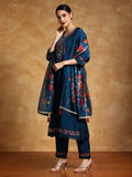 Varanga Women Thread Embroidered Yoke with All Over Floral Motif Buta Kurta with Trouser & Dupatta