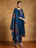 Varanga Women Thread Embroidered Yoke with All Over Floral Motif Buta Kurta with Trouser & Dupatta