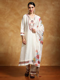 Varanga Women Thread Embroidered Yoke with All Over Floral Motif Buta Kurta with Trouser & Dupatta