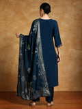 Varanga Women Zari Embroidered Yoke with All Over Floral Motif Buta Kurta with Trouser & Dupatta