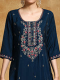 Varanga Women Zari Embroidered Yoke with All Over Floral Motif Buta Kurta with Trouser & Dupatta