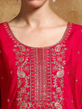 Varanga Women Zari Embroidered Yoke with All Over Floral Motif Buta Kurta with Trouser & Dupatta