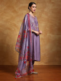 Varanga Women Zari Embroidered Yoke with All Over Floral Motif Buta Kurta with Trouser & Dupatta