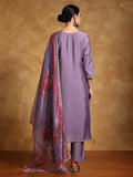 Varanga Women Zari Embroidered Yoke with All Over Floral Motif Buta Kurta with Trouser & Dupatta