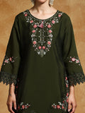 Varanga Women Floral Heavy Thread Embroidered Schffili Hem Kurta with Trouser & Dupatta