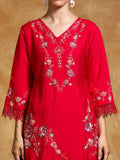 Varanga Women Floral Heavy Thread Embroidered Schffili Hem Kurta with Trouser & Dupatta