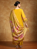 Varanga Women Floral Heavy Thread Embroidered Schffili Hem Kurta with Trouser & Dupatta