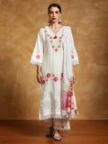 Varanga Women Floral Heavy Thread Embroidered Schffili Hem Kurta with Trouser & Dupatta