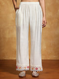 Varanga Women Floral Heavy Thread Embroidered Schffili Hem Kurta with Trouser & Dupatta