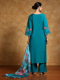 Varanga Women Floral Heavy Thread Embroidered Schffili Hem Kurta with Trouser & Dupatta