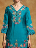 Varanga Women Floral Heavy Thread Embroidered Schffili Hem Kurta with Trouser & Dupatta