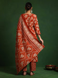 Varanga Women Floral Printed V Neck Kurta With Trouser & Dupatta