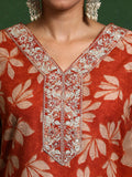 Varanga Women Floral Printed V Neck Kurta With Trouser & Dupatta