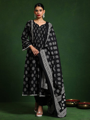 Varanga Women Ethnic Jaipuri Printed Pintuck Yoke With Trouser & Dupatta