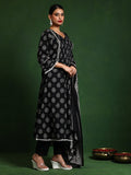 Varanga Women Ethnic Jaipuri Printed Pintuck Yoke With Trouser & Dupatta