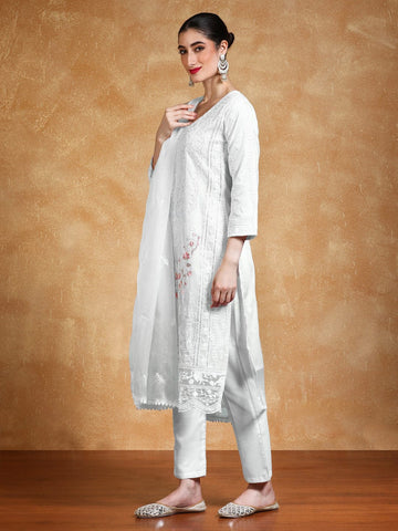 Floral Heavy Embroidered Kurta With Trouser & Dupatta