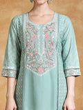 Varanga Women Thread Embroidered Kurta With Trouser & Floral Printed Dupatta