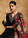 Varanga Women-Zari Embroidered Kurta With Trouser & Floral Printed Dupatta