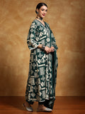 Varanga Women-Thread Embroidered Ethnic Printed Flared Kurta With Trouser & Dupatta