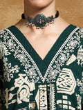 Varanga Women-Thread Embroidered Ethnic Printed Flared Kurta With Trouser & Dupatta