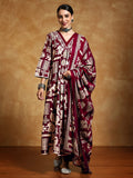 Varanga Women-Thread Embroidered Ethnic Printed Flared Kurta With Trouser & Dupatta