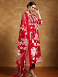 Varanga Women-Thread Embroidered Yoke Bold Floral Printed Kurta With Trouser & Dupatta