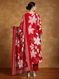 Varanga Women-Thread Embroidered Yoke Bold Floral Printed Kurta With Trouser & Dupatta