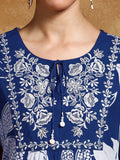 Varanga Women Thread Embroidered Yoke Bold Floral Printed Kurta With Trouser & Dupatta