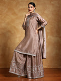 Varanga Women-Bead Work Kurta With Sharara And Dupatta
