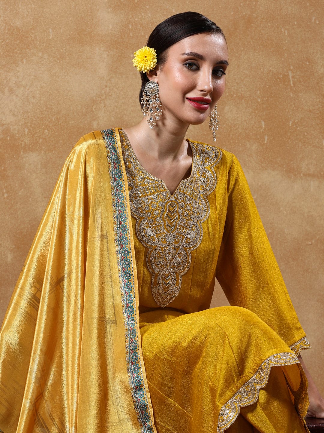 Varanga Women Yoke Design Regular Kurta with Trousers & with Dupatta