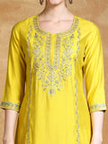 Varanga Women Zari Embroidered Kurta With Trouser & Contrast Dupatta