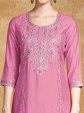 Zari embroidered kurta with trousers & sequins detailed contrast dupatta