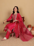 Varanga Women Kurtas With Zari Embroidery On Yoke With Trousers & Sequins Detailed Dupatta