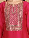 Varanga Women Kurtas With Zari Embroidery On Yoke With Trousers & Sequins Detailed Dupatta