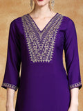 Varanga Women Zari Embroidered Yoke Kurta With Trouser & Sequins Detailed Dupatta