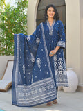Ethnic Printed V Neck Kurta with Trouser & Dupatta
