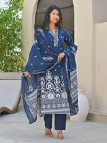 Ethnic Printed V Neck Kurta with Trouser & Dupatta