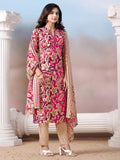 Floral Printed Kurta with Mirror Detailing Paired with Printed Trouser And Dupatta