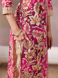 Floral Printed Kurta with Mirror Detailing Paired with Printed Trouser And Dupatta